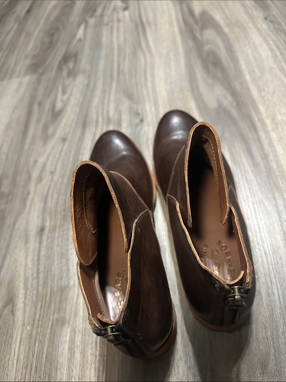Kork-Ease Women's Dark Brown Leather Ankle Booties - Picture 7 of 14
